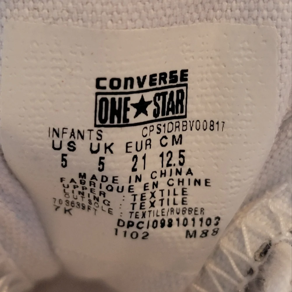 RARE Converse One Star Vintage canvas Black 90's  Size 5 kids youth baby toddler